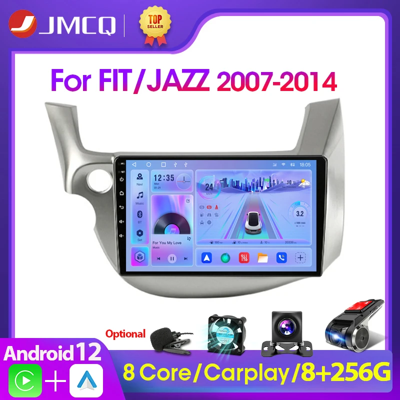 JMCQ 2Din 4G Android 12 WiFi DSP CarPlay Car stereo Radio Multimedia Video Player For HONDA FIT JAZZ 2007-2014 Navigation GPS