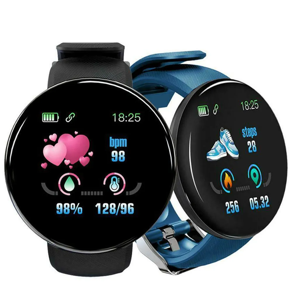 

D18 Smart Bracelet Watch Heart Rate Blood Pressure Oximeter Step Waterproof Sleep Monitoring Round Screen Bluetooth Bracelet