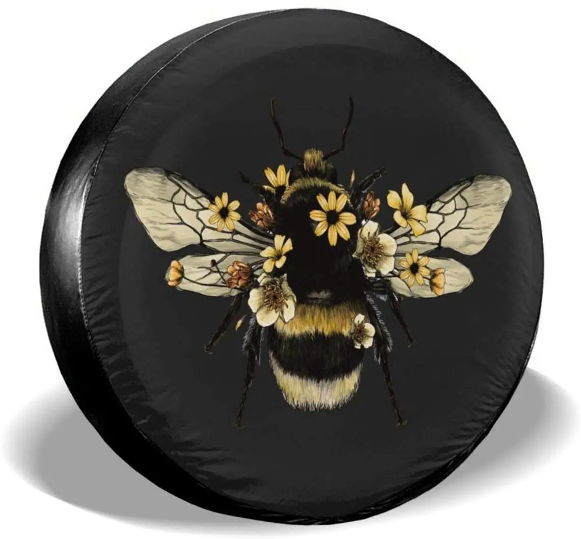 

Fluffy Bumblebee Spare Tire Cover Waterproof Dust-Proof UV Sun Wheel Tire Cover Fit for Jeep,Trailer, RV, SUV