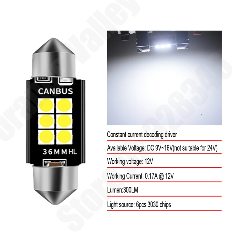 4 шт. Festoon C5W C10W светодиодный CANBUS 31 36 39 41 мм bulb 6 SMD 3030