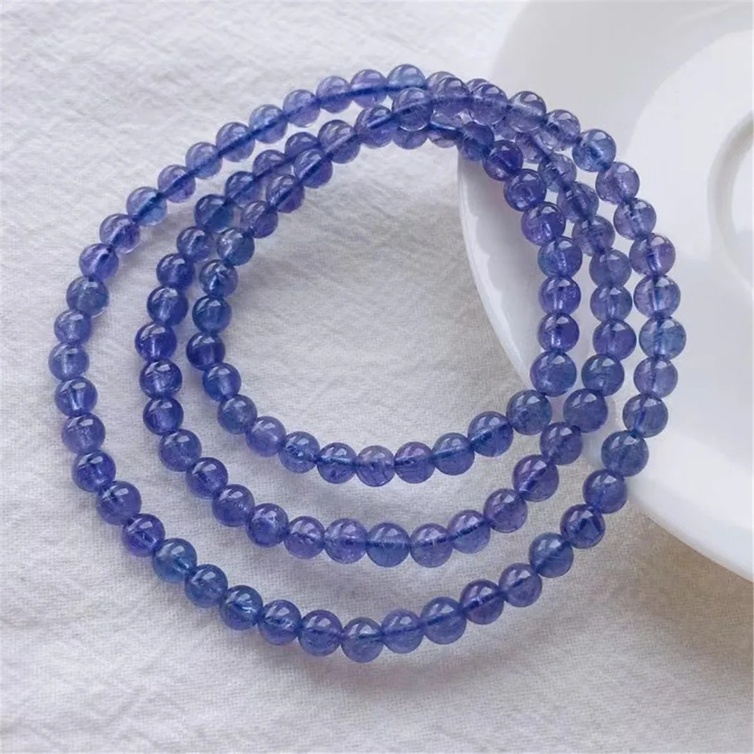 

5mm Natural Blue Tanzanite Round Beads Bracelet For Woman Lady Man Healing Gift Wealthy Crystal Stone Gemstone Jewelry AAAAA