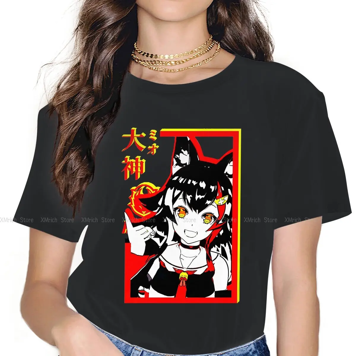 

Ookami Mio Women's T Shirts Hololive VTuber Fashion Tee Shirt Short Sleeve Crew Neck T-Shirt Cotton Summer Clothes