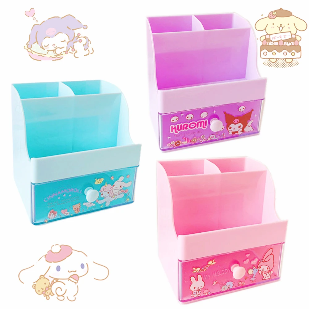 

Sanrioed My Melody Cinnamoroll Kuromi Girl Storage Box Anime Kawaii Stationery Pen Holder Accessories Organize Debris Box 12cm