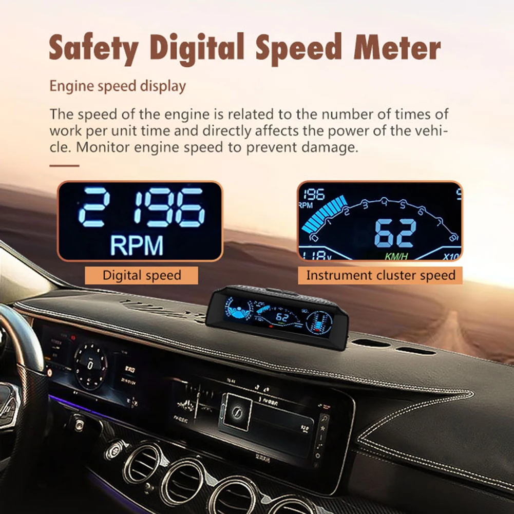 

1 шт. высококачественный автомобильный OBD2 датчик HUD цифровой спидометр наклон дисплей широту долготу интеллектуальная скорость дисплей