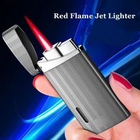 new red flame jet torch cigarette lighter inflated windproof metal gas butane cigar lighters smoking accessories gadgets for men