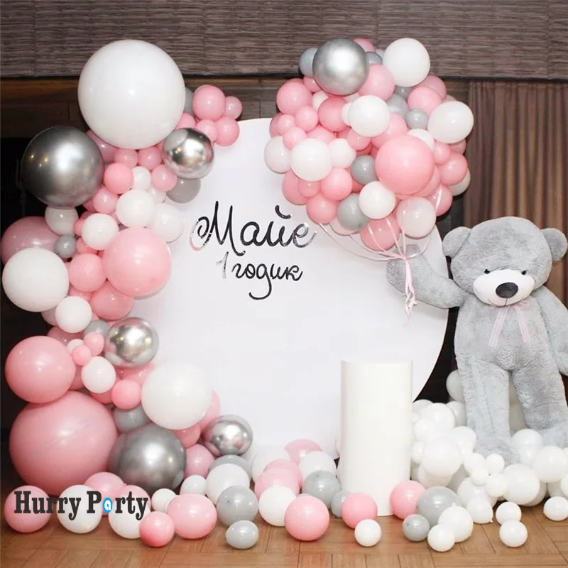 

White Pink Balloon Garland Kit Balloon Inflator Arch Wedding Deco Bridal Shower 1St Birthday Party Baby Decoration Supplies