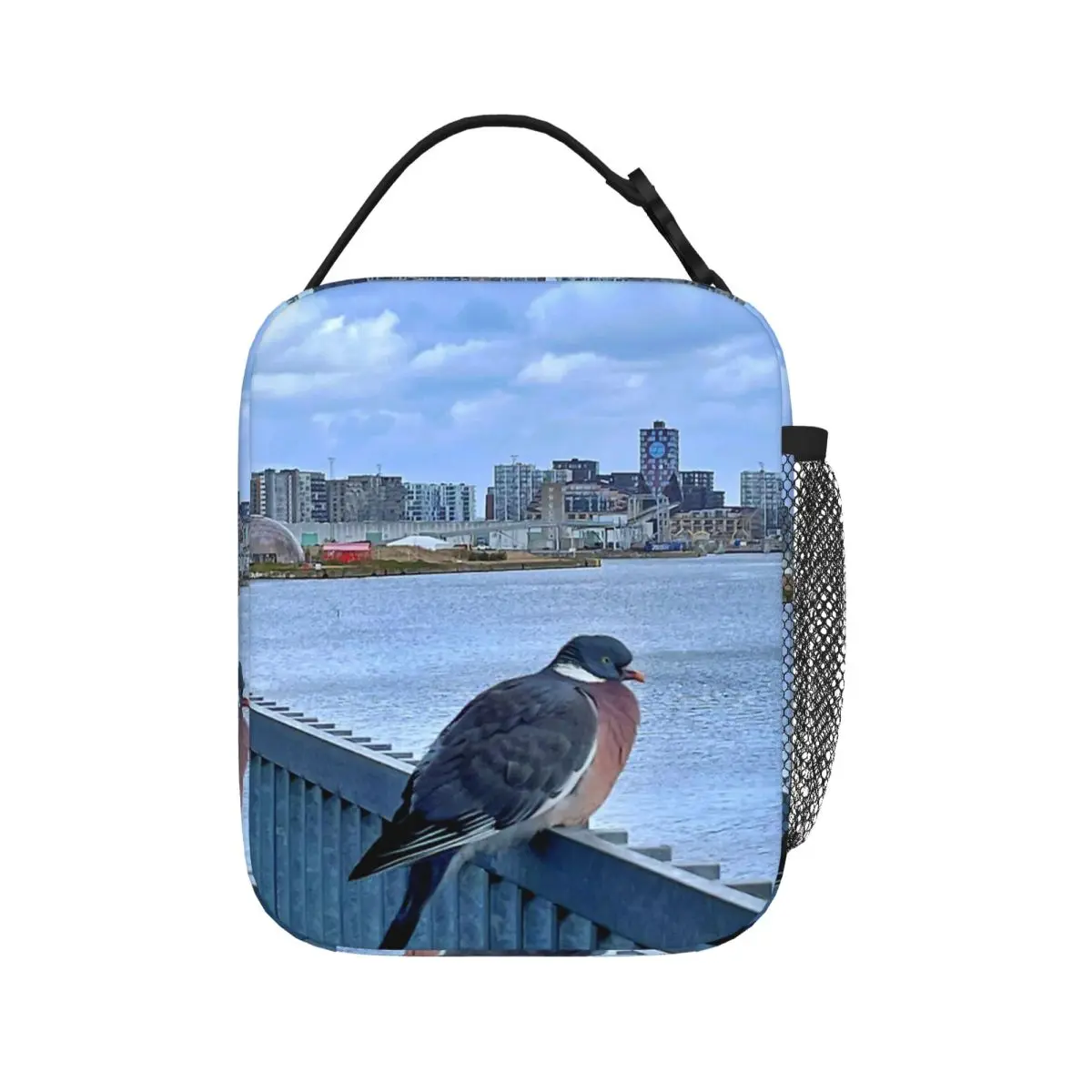 

Голубь, панорамный вид Орхуса в Дании, Изолированные сумки для обеда пикника Сумки, охлаждающий Ланч-бокс, сумка для обеда для женщин, работающих детей