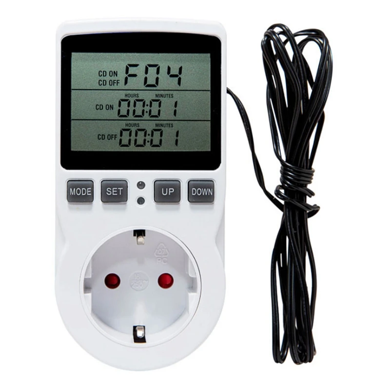 

Digital Temperature Controller Thermostat Outlet Socket Plug Heating Cooling Timer for Homebrew Greenhouse EU Plug