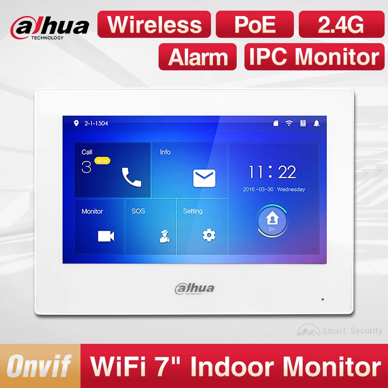 Dahua Multilingual WiFi 7 inch Video Intercom Screen IP Camera Indoor Monitor Home Wireless Doorbell System VTH2621GW-P PoE P2P enlarge