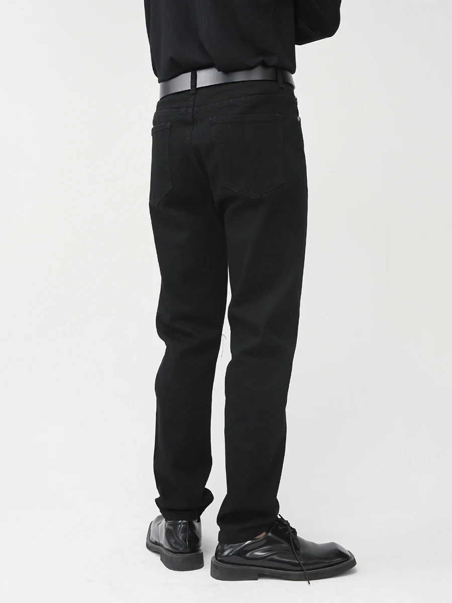 Four Seasons Men's Jeans Korean Knee Ripped Zipper Slim Solid Designer Jeans Fashion Streetwear Men's ins Hot Sale pants men