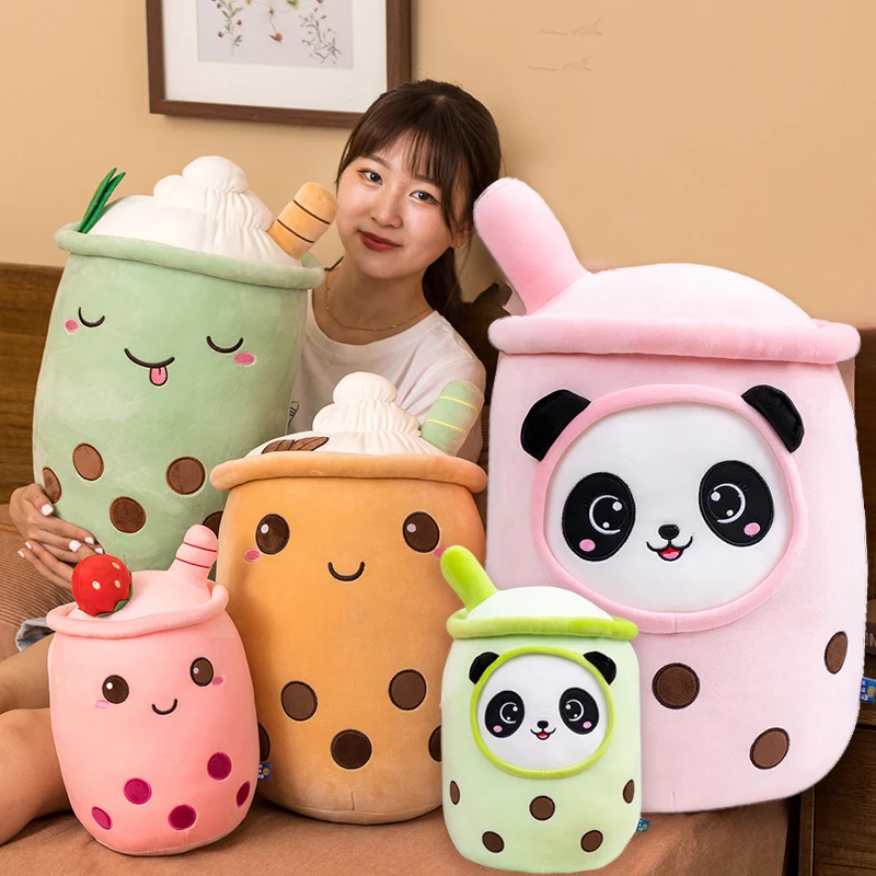 NEW Cute Cartoon bubble tea plush toy stuffed food milk tea soft doll boba fruit tea cup pillow cushion kids toys birthday gift