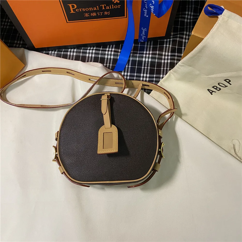 

Brand Luxury Designer Handbag Real Leather Canvas Crossbody Bags Women Phone Bag Round Shoulder Bags Ladies Messenger Bag
