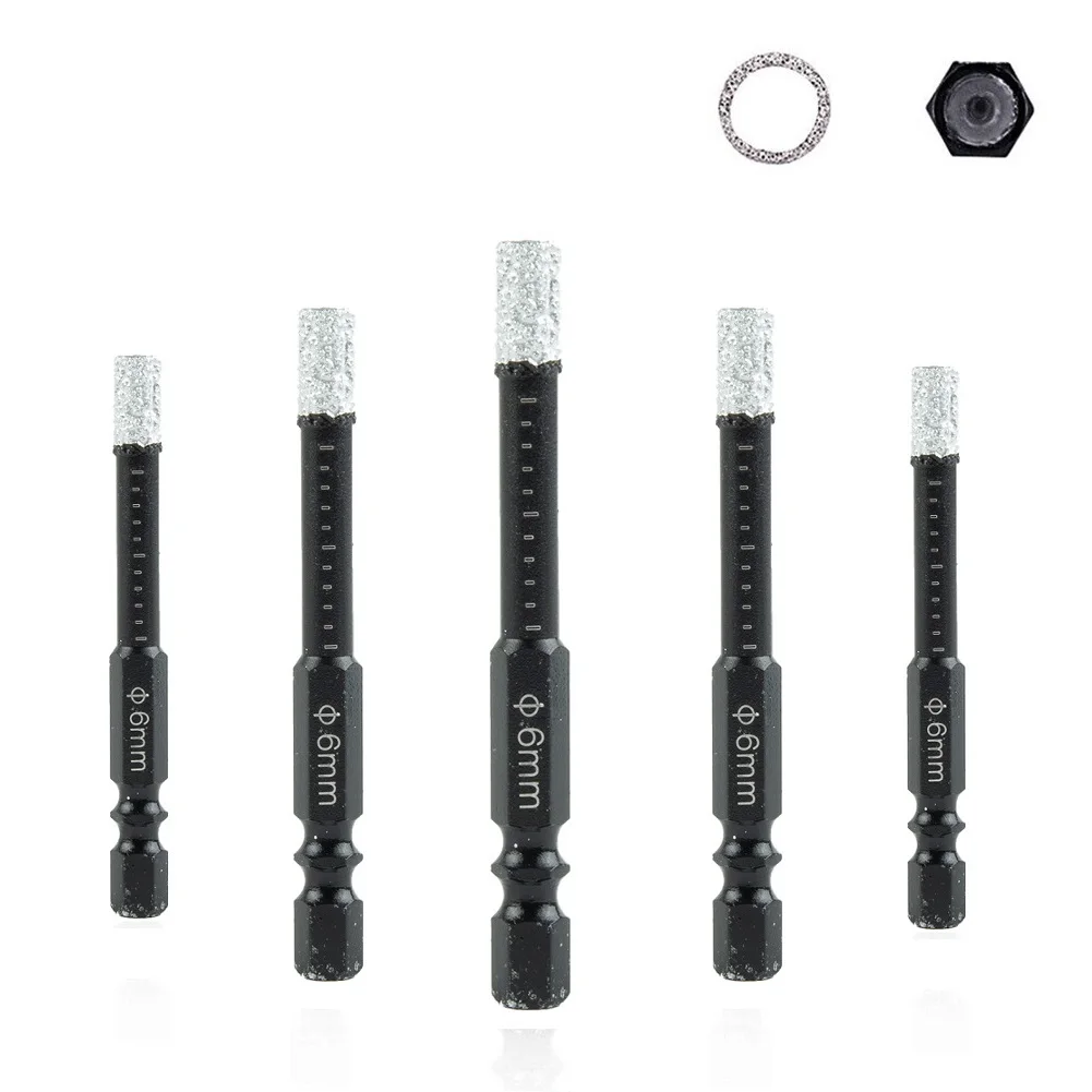 

5pcs 6mm Vaccum Brazed Diamond Dry Drill Bits Hole Saw For Marble Ceramic Tile For Drilling Granite Marble Masonry Concrete