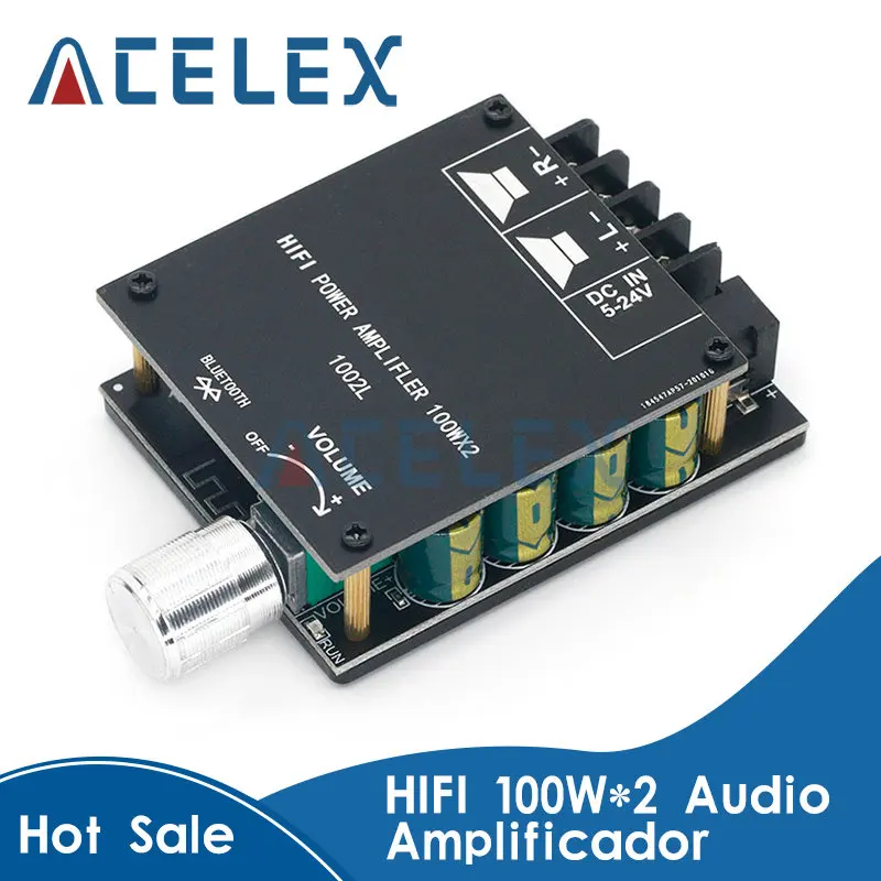 

ZK-1002L 100WX2 Мини Bluetooth 5,0 Беспроводной аудио Мощность цифровой усилитель доска стерео ампер постоянного тока 12V 24V