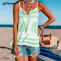 summer new womens oversized vintage striped print casual beach chiffon camis loose fashion slip tank tops thin comfortable vest