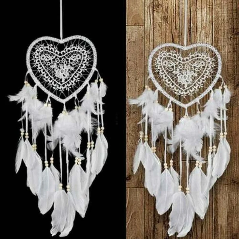 

Dream Catcher Heart Handmade Knitted Indian Dreamcatcher Home Bedroom Hanging