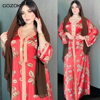 woman abaya muslim arab kaftan dress 2022 middle eastern muslim womens arab dubai printed robe fashion classic dress