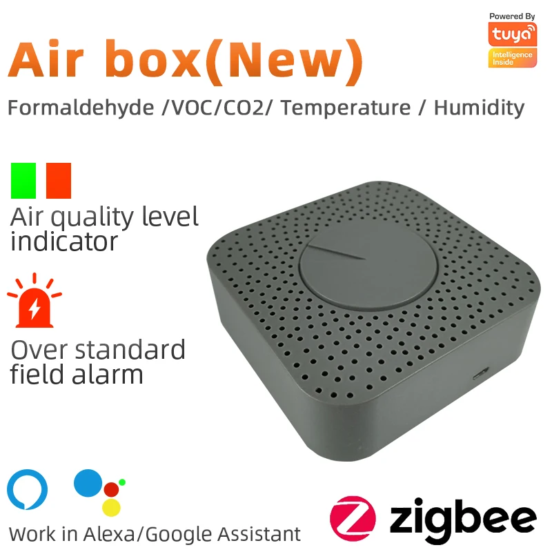 ZigBee Air box Tuya Smart Formaldehyde CO2 VOC Temperature And Humidity Five-in-One Functional Air Sensor
