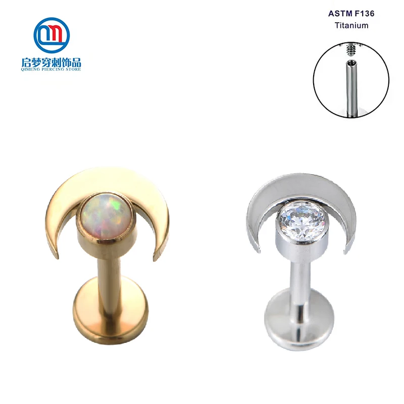 

ASTM F136 титановые кольца с внутренней резьбой в форме Луны, ромба, завитка ушной раковины, украшения для губ