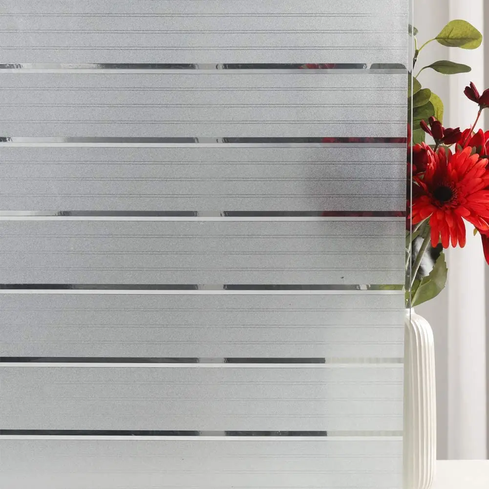 

Privacy Window Film Frosted Window Cling Wide Strips Covering Non Adhesive Sticker Glass Door Film UV Blocking for Home Office