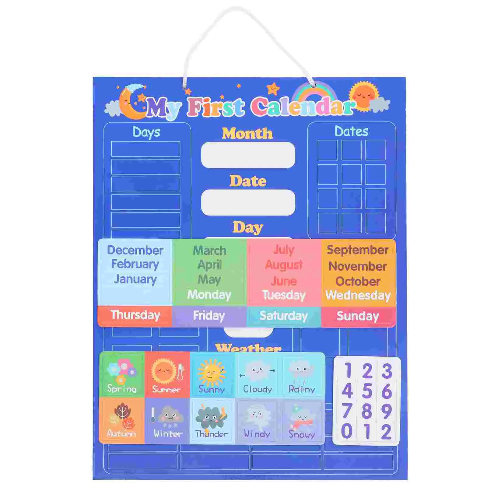 

Children Calendar Pocket Chart Early Educational Toy Cognitive Plate Weather Circle Time Toddler Wall Kids Stickers