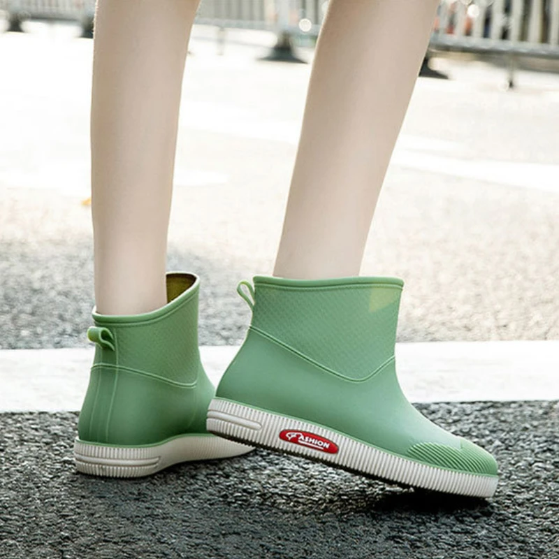 Rain Boots for Women Ankle Rubber Shoes Waterproof Galoshes Woman Work Safety Garden Shoes Fishing Footwear Waders Sapato Chuva