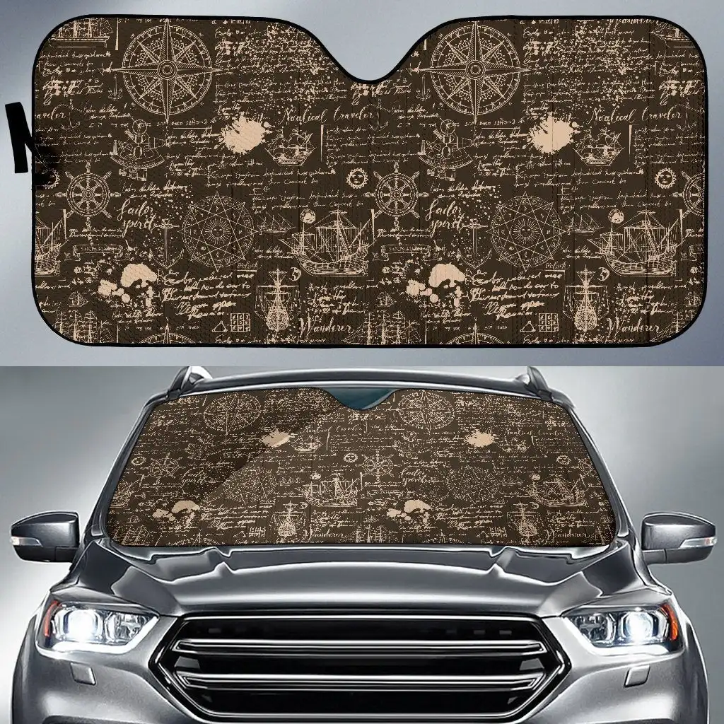 

Compass Map Pattern Print Auto Sun Shade Car Windshield Window Cover Sunshade