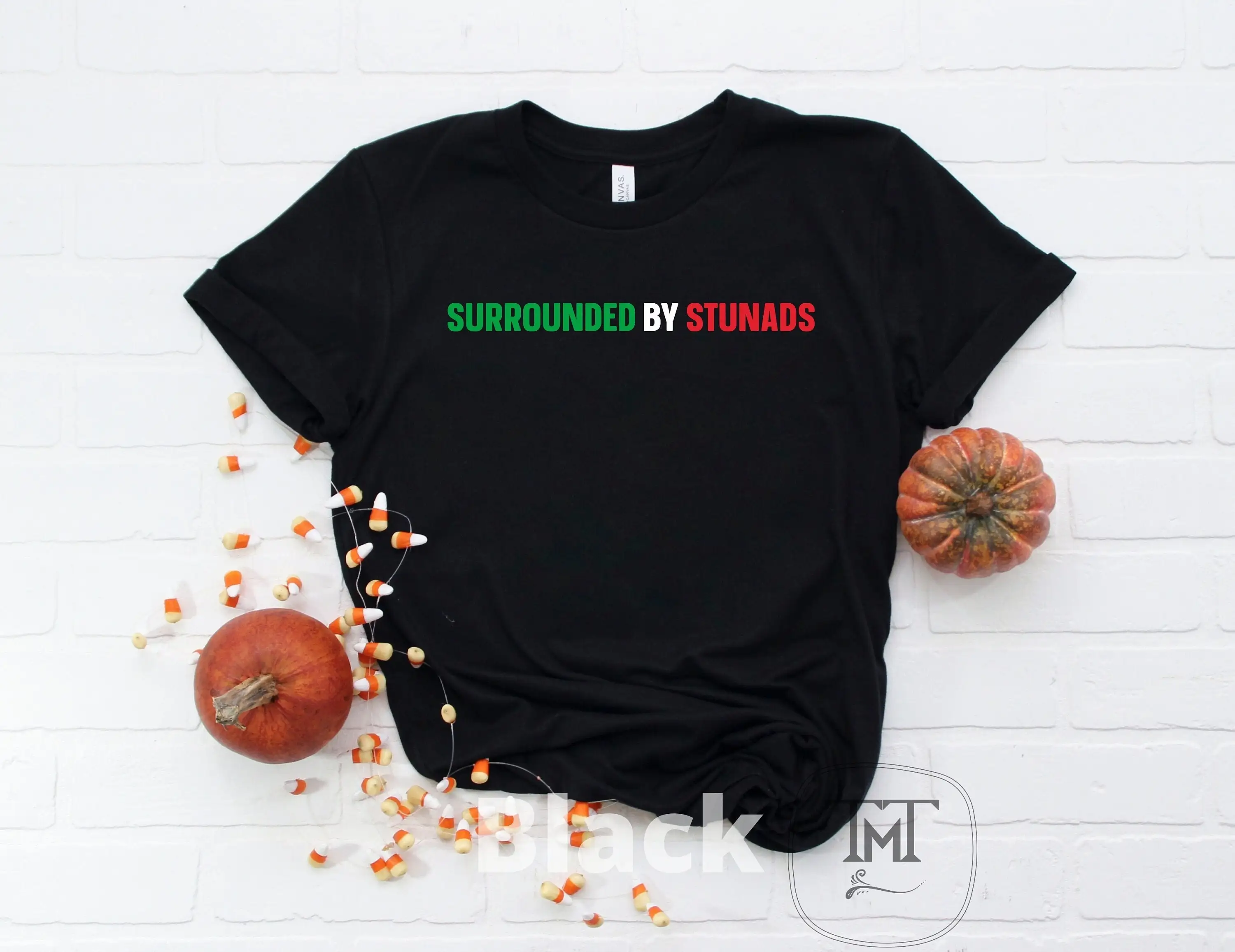 Surrounded By Stunads T Shirt Funny Italian Saying Trend Flag For