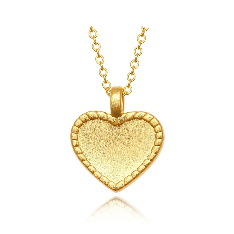 

Hot Sale 24K Yellow Gold Pendant Women 999 Gold Heart Necklace Pendant