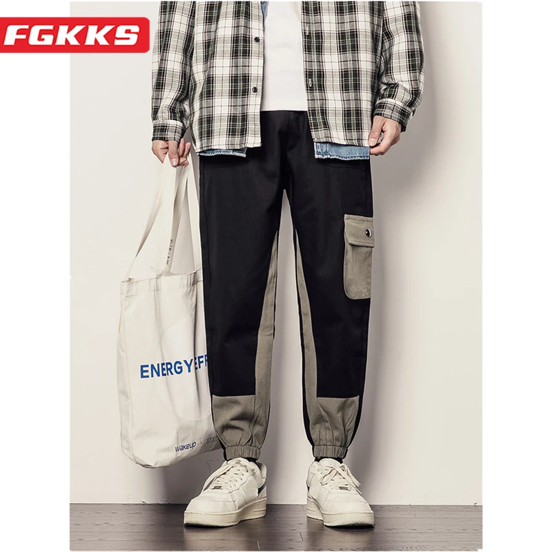 

FGKKS 2023 Casual Brand Pants Men's Spring Slim-Fit Trousers Overalls High-Quality Designer Popular Fashion Cargo Pant Male