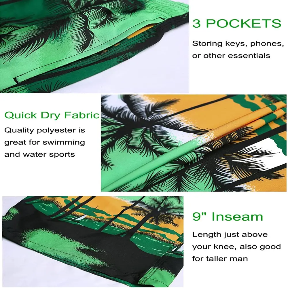 Men`s Swim Trunks Long Bathing Suits with Mesh Lining and Pockets Quick Dry Beach Board Shorts