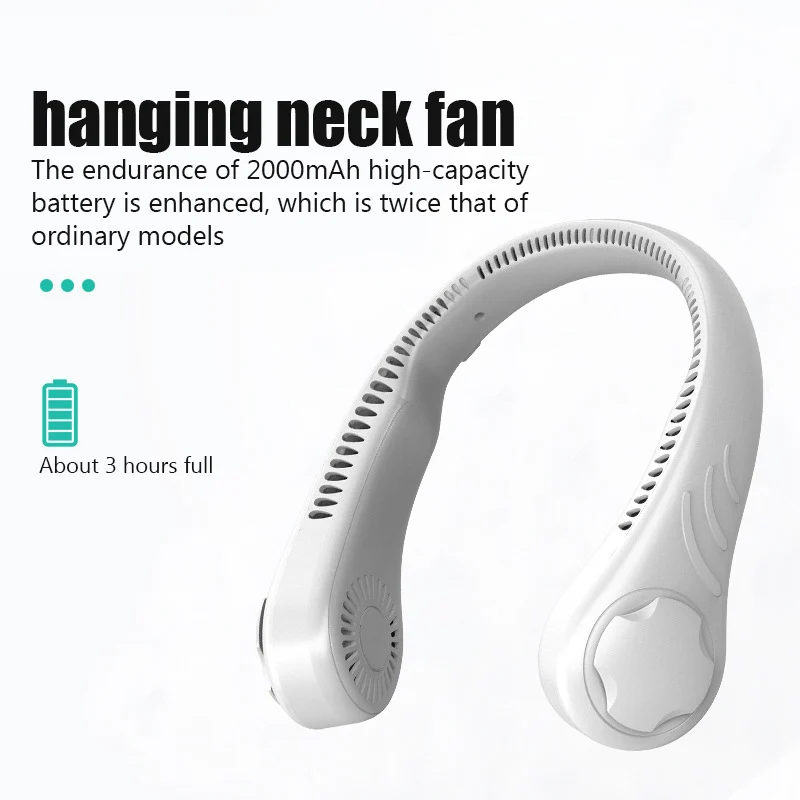 

Portable Mini Neck Fan Portable Bladeless Fan USB Rechargeable Leafless Hanging Fans Air Cooler Cooling Wearable Neckband Fans