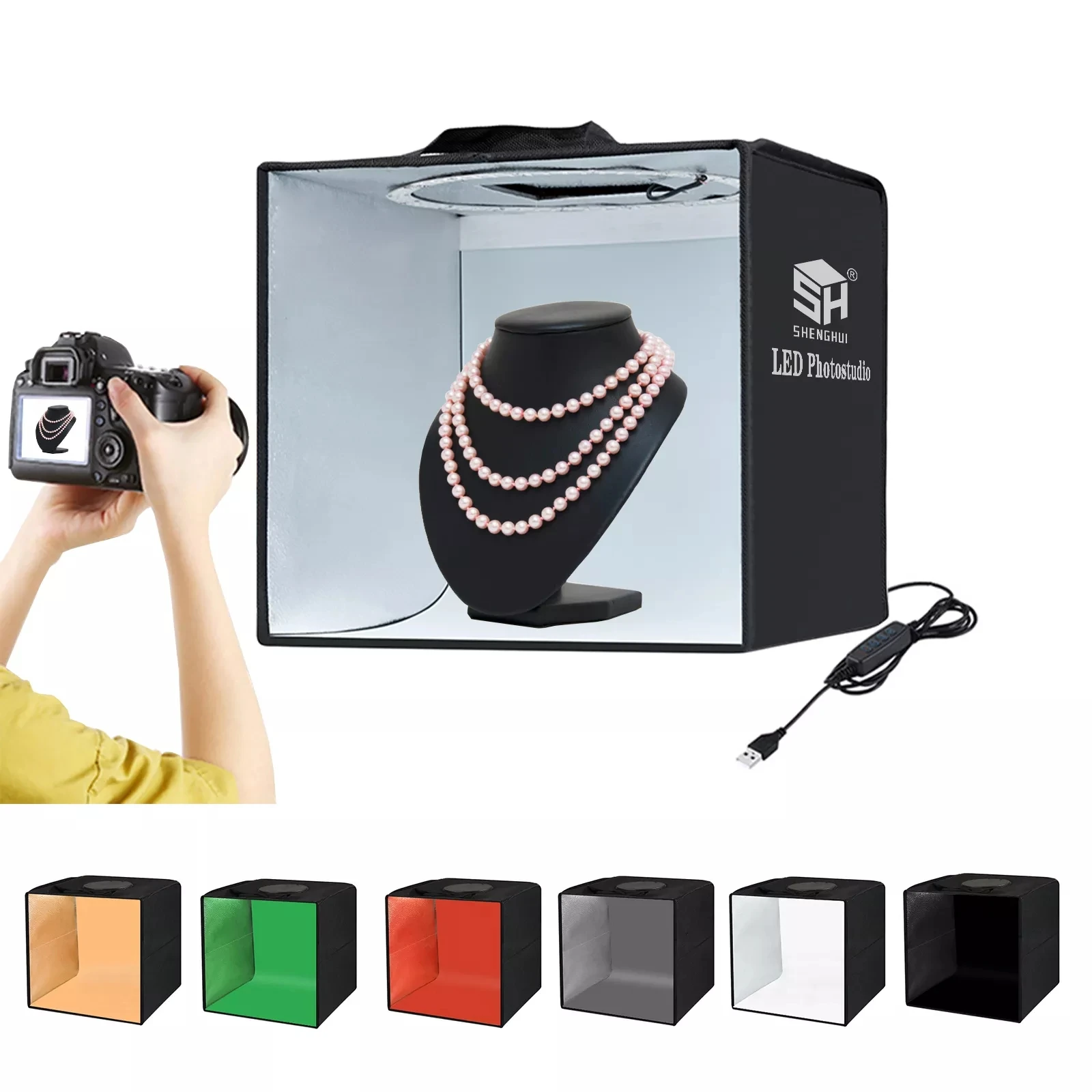 

30cm 40cm Tabletop Softbox Photography Lightbox with 6pc Color Backgrounds Photo Studio Light Box Soft Shooting Tent Box