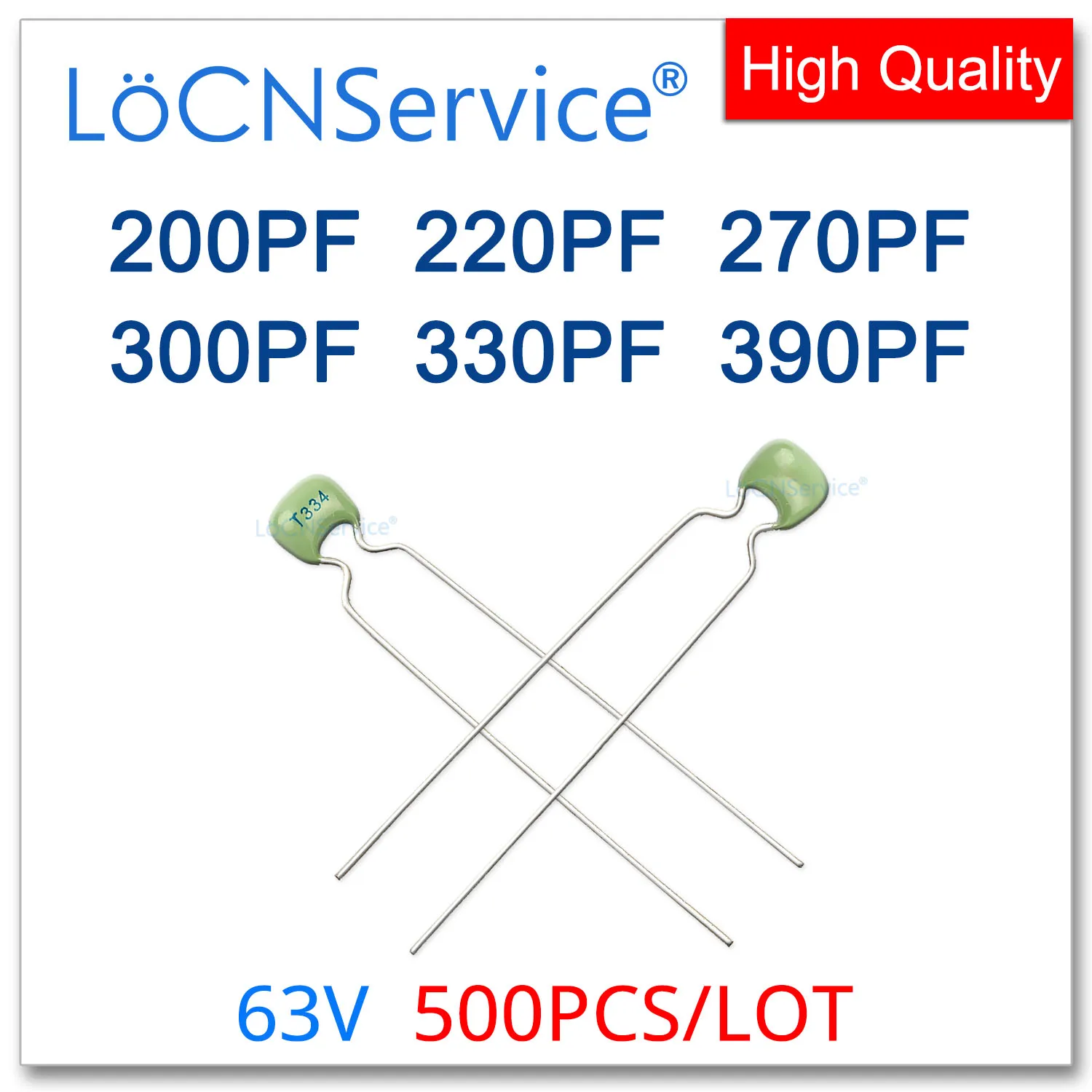 

LoCNService 500PCS Green Monolithic Ceramic Capacitor 63V 200PF 220PF 270PF 300PF 330PF 390PF 201 221 271 301 331 391 X7R K 10%