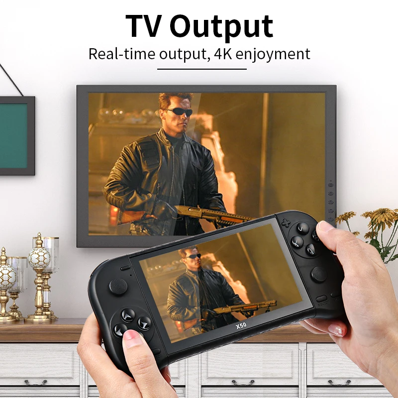 Игровая консоль X50 портативная игровая 6800 в 1 стиле ретро 5 дюймов HD экран Ручной