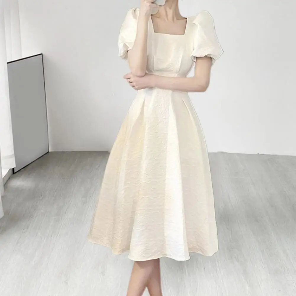

Trendy Women Party Dress Large Hem Women Midi Dress High Waisted Streetwear Elegant Summer Ladies Midi Dress