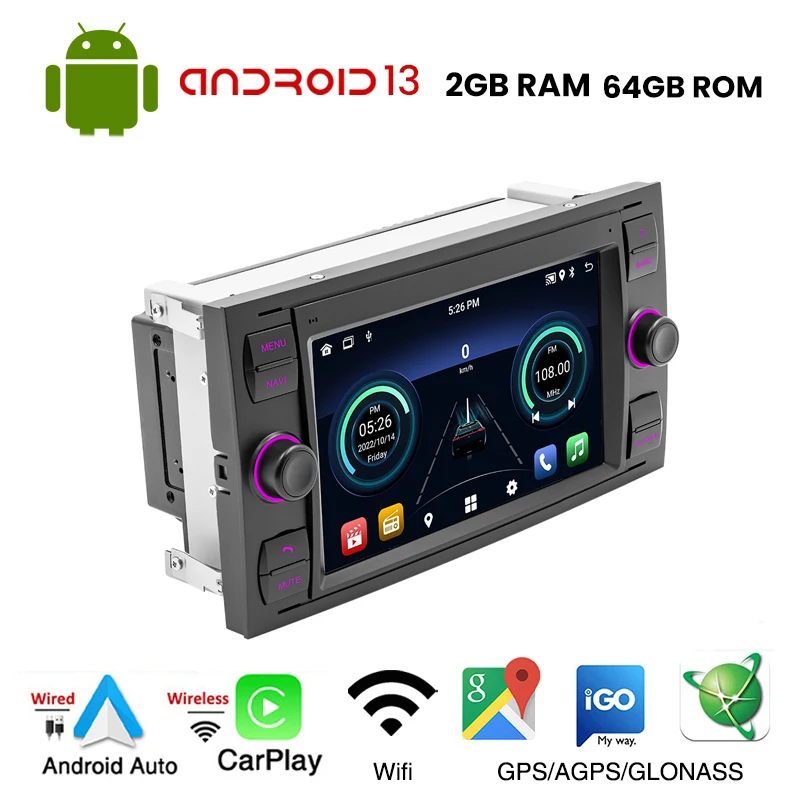 Автомобильное радио Android 7-дюймовое для Ford Focus 2 S C Max Mondeo Kuga Fiesta Fusion Galaxy с функцией