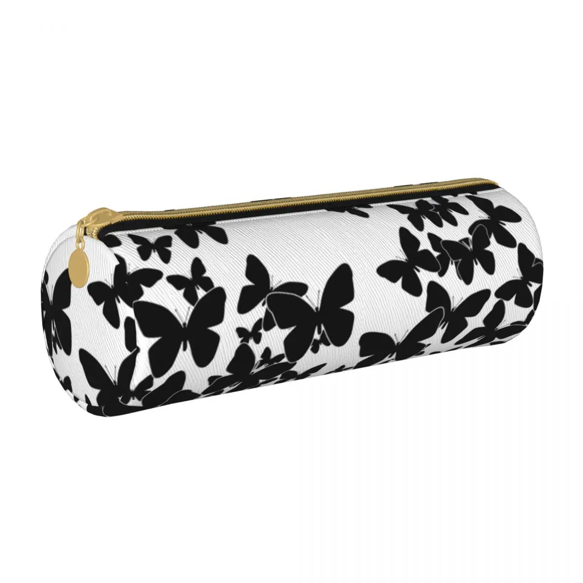 

Чехол для карандашей с черной бабочкой, модный кожаный чехол с круглыми бабочками для мальчиков и девочек, чехол для карандашей на молнии дл...