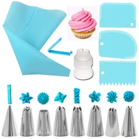 14pcsset pastry bag tips kitchen cake icing piping cream cake decorating tools reusable pastry bags8 nozzle set baking tools