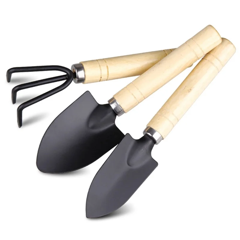 

3pcs Garden Planting Tools Set Mini Garden Shovel Rake Spade Wooden Handle for Flowers Potted Plant Succulent Gardening Supplies