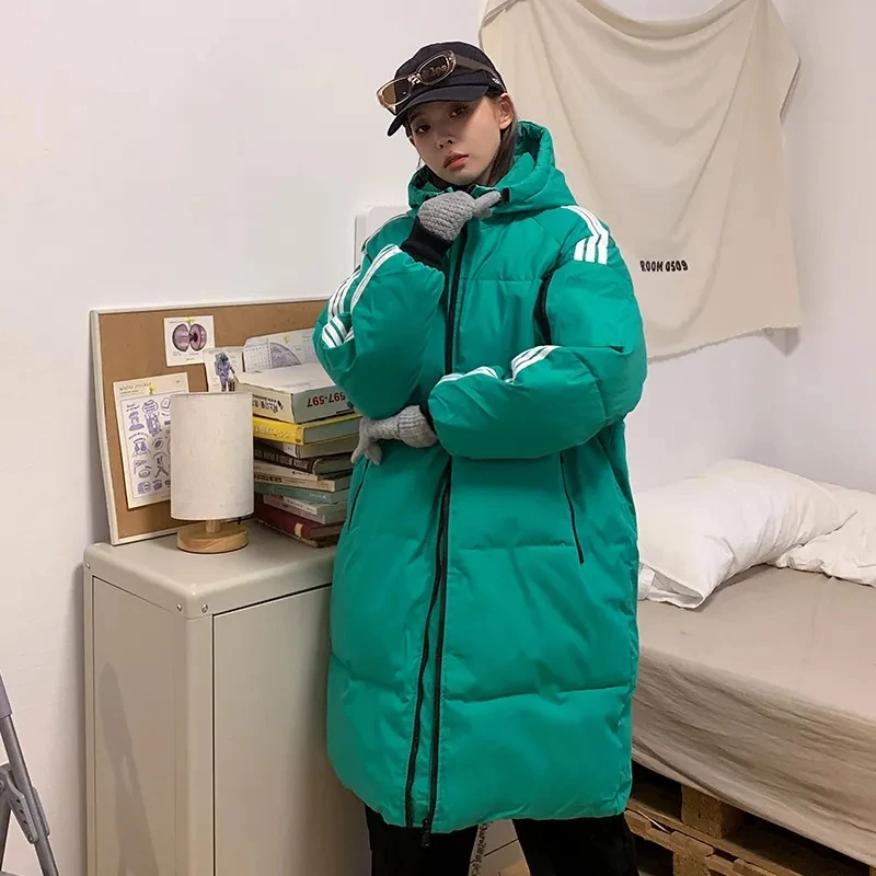 

Women Winter Loose Cotton Coat 2023 New Warm Thicken Hooded Long Cotton Padded Jacket Women Plus Size 3xl Parkas Outwear