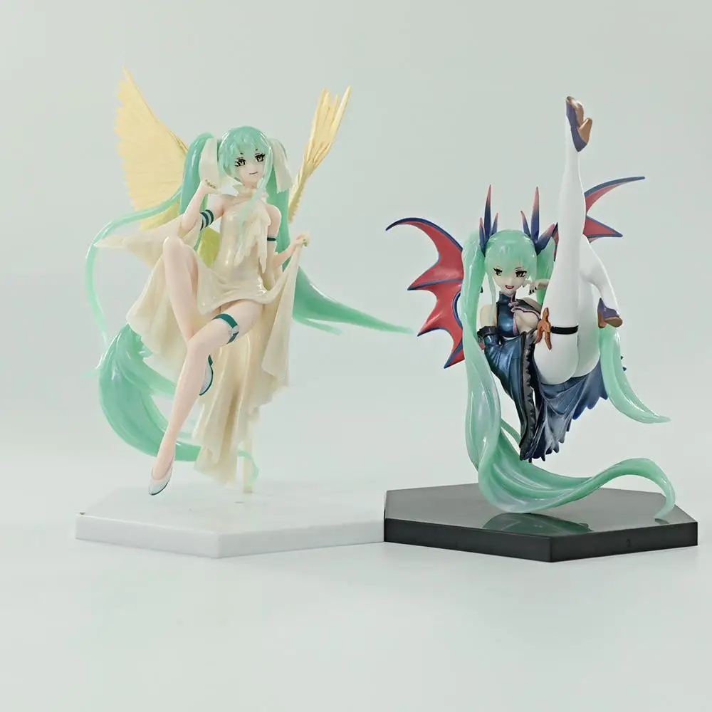 

20cm Anime Hatsune Miku Action Figure Virtual Singer Miku Angel Devil Dress Kawaii Girl Doll Collectible Model Toys Gift