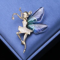 new angel wing rhinestones zircon elf brooch high end dancing girl brooches coat corsage creative clothing pin exquisite jewelry