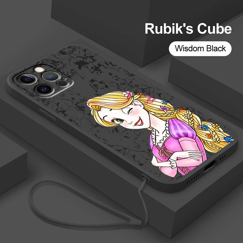 

Disney Anime Pretty Princess Liquid Rope Phone Case For Apple iPhone 14 13 12 11 Pro Max Mini XR X 8 7 6S SE Plus Cover