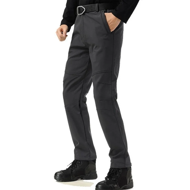 

Winter Mens Outdoor Windproof Skiing Pants Male Hiking Camping Fishing Training Waterproof Thick Warm Soft Shell Fleece Trousers