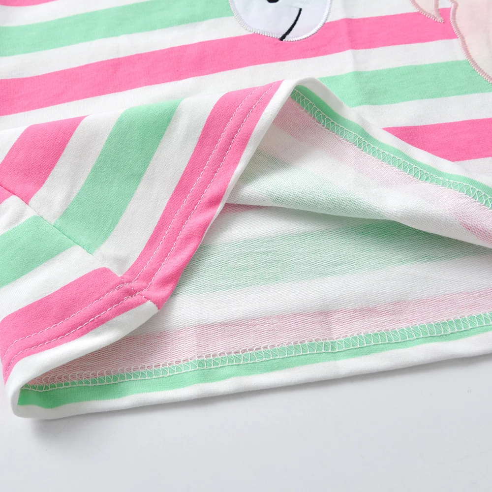 DXTON Children Unicorn Frocks Girls Dress for Autumn Spring Kids Cotton 100% Hooded Clothes Girls Striped Dress Kids Clothing