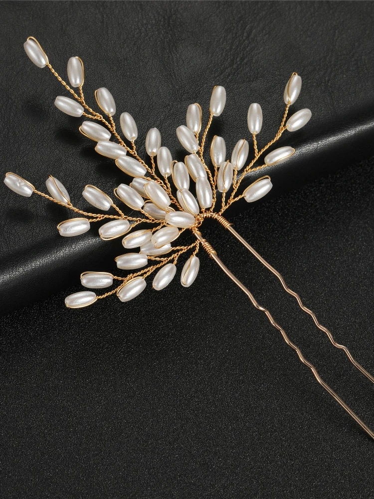 

New Arrival Elegant Bridal Simulate Pearl Flower Beautiful Crystal Hair Accessories Wedding Hair Pins Clips Bridesmaid Decor