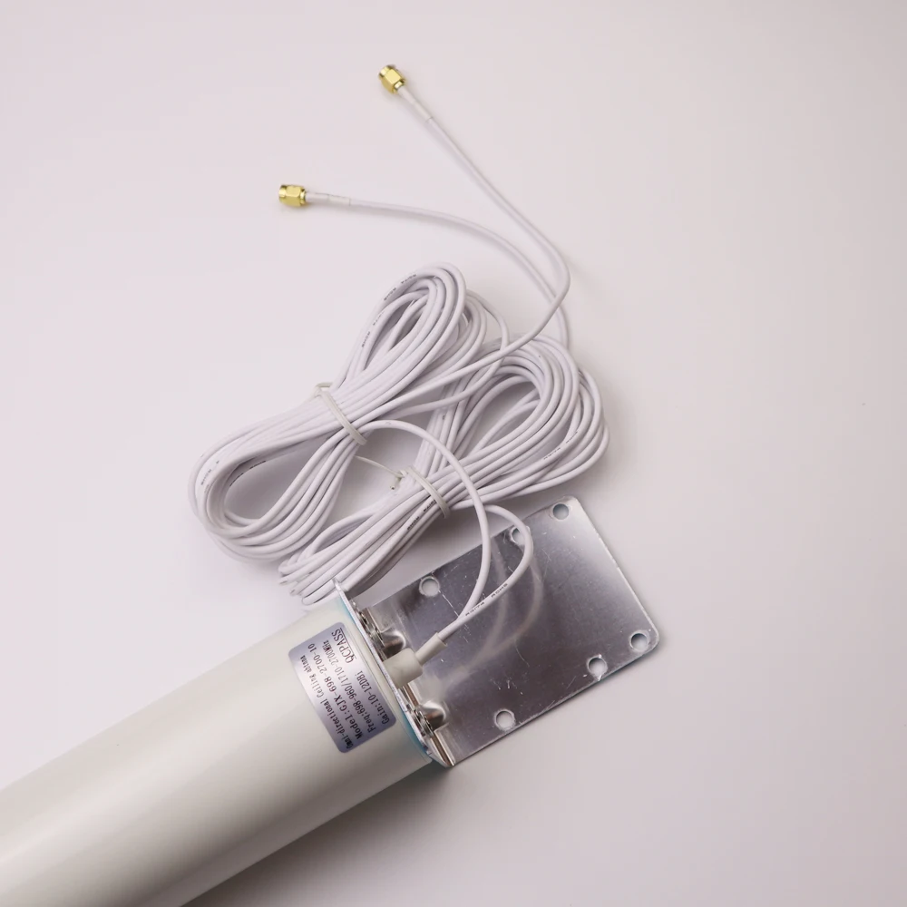 ZQTMAX Outdoor Communication Antenna with 5m Dual Cable CRC9 TS9 SMA Connector for 2G 3G 4G LTE signal booster,router,modem