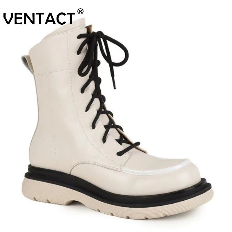 

VENTACT Real Leather Ankle Boots Winter Women Shoes Mixed Color 2022 New Arrival Ins Fashion Daily Ladies Footwear Size 34-40