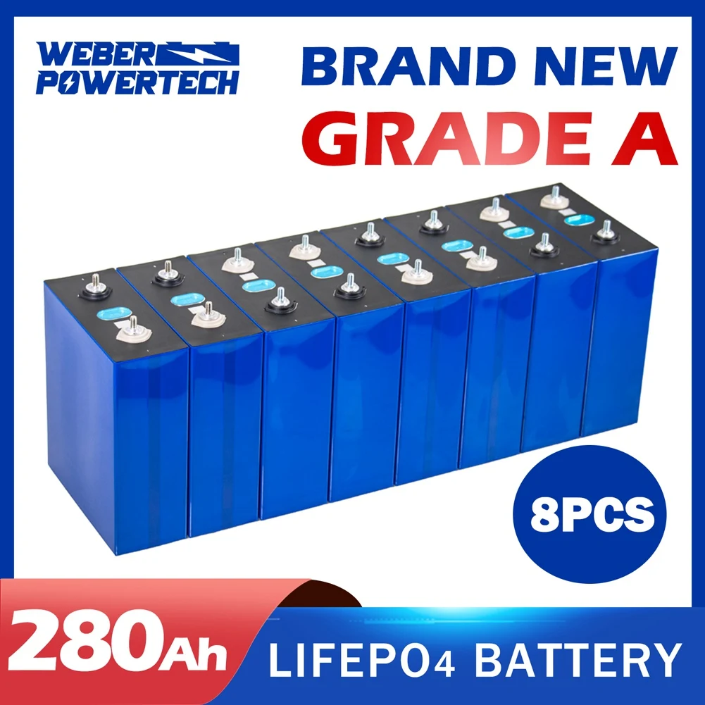 

Lifepo4 Battery 3.2V 280Ah 8PCS Brand New Rechargeable Lithium Iron Phosphate Batteries For Boat Solar System EU US Duty Free
